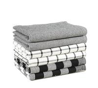 LANE LINEN Kitchen Towels Set - Pack of 6 Cotton Dish Cloths, 18”x28”, Soft & Quick-Drying Tea Towels for Cleaning - Black