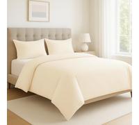 LANE LINEN Organic Cotton Duvet Cover King Size, 3-Piece Bedding Set, Soft Breathable Fabric, Includes 1 Duvet Cover 230 x 220 cm and 2 Pillow Shams - Comforter Not Included - Ivory