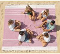 LANE LINEN Oversized Sand Free Turkish Cotton Beach Blanket - XXL Quick Dry Towel 208x208 cm - Extra Large Lightweight Beach, Camping & Picnic Blanket - Candy Pink