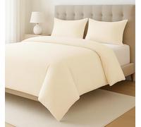 Lane Linen Single 100% Cotton Duvet Cover Set Ivory - Breathable Percale Weave, Eco-Friendly, Pre-Washed for Softness, Lightweight Quilt Cover with Button Closure and Pillowcase
