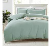 LANE LINEN Single Duvet Cover Set Cool Blue - 100% Organic Cotton Bedding 135x200cm, Soft Breathable 2 Piece with Button Closure, Pillow Case Included