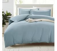 LANE LINEN Single Size Duvet Cover Set - 100% Organic Cotton, 2-Piece Soft and Breathable Bedding, 1 Duvet Cover 135 x 200 cm and 1 Pillow Sham, Eco-Friendly, Comforter Not Included - French Blue