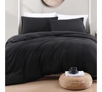 LANE LINEN Super King Duvet Cover Set Black - Pre Washed Soft Microfibre Polyester Duvet Cover with Pillow case - Bedding Quilt Cover Set