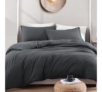 LANE LINEN Super King Duvet Cover Set Charcoal - Pre Washed Soft Microfibre Polyester Duvet Cover with Pillow case - Bedding Quilt Cover Set