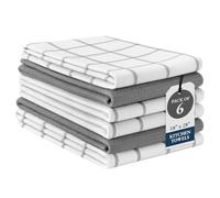 LANE LINEN Tea Towels Set - 6 Pack, 18”x28”, 100% Cotton Kitchen Towels, Absorbent & Quick-Drying Dish Towels Set with Hanging Loop - Grey