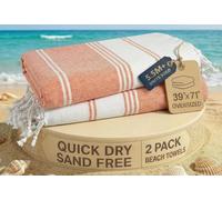 LANE LINEN Turkish Beach Towel 2 Pack, Oversized Towel 39"x71", Cotton Rich Beach essentials For Women, Large Pool Towel, Absorbent & Quick Dry, Sand Free - Bird of Paradise