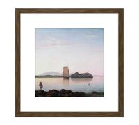 Lane Owls Head Penobscot Bay Maine Painting 8X8 Inch Square Wooden Framed Wall Art Print Picture with Mount Artery8 Brown One Size