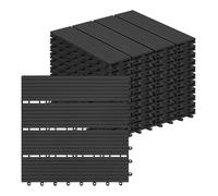 Laneetal 11 Pcs WPC Decking Tiles Anthracite Terrace Decking Wood Plastic Composite Interlocking Flooring Weather Resistant 30 x 30 cm (1 m²)