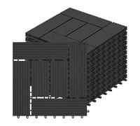 Laneetal 11 Pcs WPC Decking Tiles Wood Plastic Composite Interlocking Flooring Garden Patio Balcony Terrace Hot Tub Decking Anthracite 30 x 30 cm (1 m²)