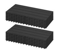 Laneetal 12 Pcs WPC Decking Boards Anthracite Terrace Decking Wood Plastic Composite Interlocking Flooring Weather Resistant 30 x 60 cm (2 m²)