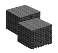 Laneetal 22 Pcs WPC Decking Tiles Grey Terrace Decking Wood Plastic Composite Interlocking Flooring Weather Resistant 30 x 30 cm (2 m²)