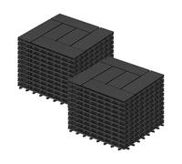 Laneetal 22 Pcs WPC Decking Tiles Wood Plastic Composite Interlocking Flooring Garden Patio Balcony Terrace Hot Tub Decking Anthracite 30 x 30 cm (2 m²)