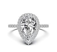 L'anello di fidanzamento con pietra preziosa Moissanite creato in argento sterling 100% 925 di lusso imposta la gioielleria raffinata della fede nuziale