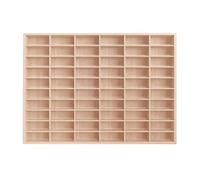 Laneryin 60 Slots Display Rack 1:64 Solid Diecast Wood Car Model Storage Box Toy Storage Shelves Case Wooden Cube Wall Hanging Table Unit Souvenir Display Cabinet (52x35.6x3.5cm)