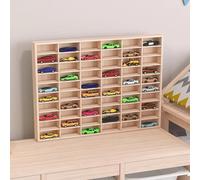Laneryin 60 Slots Display Rack 1:64 Solid Diecast Wood Car Model Storage Box Toy Storage Shelves Case Wooden Cube Wall Hanging Table Unit Souvenir Display Cabinet (58.6x46.8x4cm)