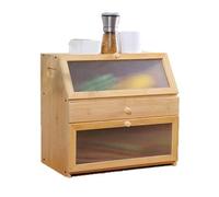 Laneryin Double Bamboo Bread Bin, Large Capacity Bread Storage for Kitchen Counter, Bread Box With Translucent Window, Multi-Purpose Kitchen Storage Organizer (Natural Color)