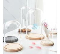Laneryin Glass Dome Cloche Bell Jar with Wooden Base Hand model base (including packaging) 9*20 glass cover + wood base Clear Decorative Tabletop Display Case