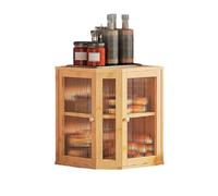 Laneryin Large Double Bread Bin, Bamboo Two-Layer Bread Box, corner bread bin for Kitchen Counter, Wooden Bread Storage Box With 2 Doors, Bread Storage Suitable For Storing Bread