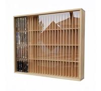 Laneryin Wooden 100 Slot Cassette Tape Storage Holder, Modern Wall Mount CD Rack With Acrylic Door, CD Storage Units for Table or Wall Mount