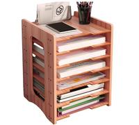 Laneryin Wooden Desk Organiser, Desktop A4 Paper Letter Tray, 7-Tier Wood Office File Holder, Desk Tidy Storage Organizer For Home Office School (27x30.7x38.5cm)