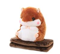 LANFIRE Super Cute hamster pillow 1Pc 30x40Cm Creative cartoon Pomeranian dog Plush Pillow With Blanket Insider (100x170Cm)(black)