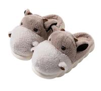 LANFIRE Women's Slippers Cute Animal Cow Slippers Men Cozy Home Plush Cotton Slippers Adult Slippers (Brown, Adult, Women, 8, Numeric Range, UK Footwear Size System, 9, Medium)