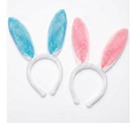 Lanfixilly Bunny Ears Headband Easter Cute Plush Rabbit Ears Headband,Easter Cosplay Bunny Adult Party Favors Blue，pink