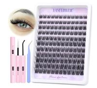 LANFLOWER Eyelash Extension Kit Natural Eyelash Bundles Waterproof Wispy Lash Clusters C Eyelash Extension Kit 10-16mm Individual Lashes Black