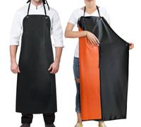 Lanfly 46" Waterproof Aprons,Black Apron Heavy Duty Work Chemical Resistant Apron with Adjustable Straps Chef Aprons for Men,Women Professional Apron for Home Kitchen,Gardening,Barbecue,Dishwashing