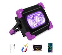 LANFU Solar Rechargeable LED Black Lights, Battery Operated Powered Blacklight, Cordless 395nm Flood Light, Neon Glow in The Dark Party, Catfishing Body Paint, Indoor Decor Halloween Decoration