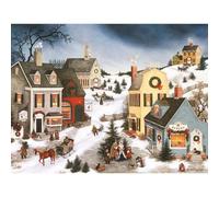 Lang Caroling in the Village Christmas Cards Artwork by Linda Nelson Stocks, 18 Cards, 19 Envelopes, 13.7 x 17.5 cm