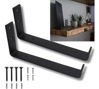 Lang Horn 2X6 X4 Shelf Brackets for Wooden Shelves Heavy Duty Matt Black Steel Shelf Brackets for Wooden Shelves Farmhouse Decor Hardware Included (150mm x 100mm)