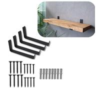 Lang Horn 4 X Heavy Duty Shelf Brackets for Shelves, Shelf Bracket for Scaffold Board Shelving - Strong Industrial Style, Made from 5mm Steel - 225x40mm (4, Black)