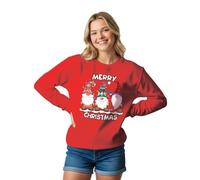 Lang Horn Christmas Sweatshirt Women Reindeer Graphic Print Jumper Long Sleeve Shirt Unisex Pullover Causal Crewneck Sweat Tops for Women Large Red1 Size 18