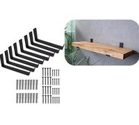 Lang Horn Heavy Duty Shelf Brackets for Shelves, Shelf Bracket for Scaffold Board Shelving - Strong Industrial Style, Made from 5mm Steel - 225x40mm (Black, Pack of 8)