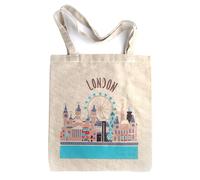Lang Horn London Souvenir Tote Bag - Novelty Present Gift - 14x16 inch Cotton Long Handle Shopping Bag - Keepsake, Memorabilia