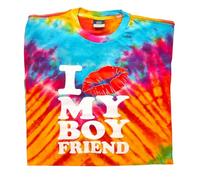 Lang Horn Love My Boyfriend t Shirt Tie Dye T-Shirt for Women (UK, Alpha, XL, Regular, Regular, Multi 1)