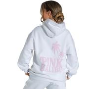 Lang Horn Malibo Collection Graphic Hoodie, Long Sleeve Sweatshirt, Oversized Y2K Streetwear, Teen Girls and Women Small White