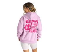 Lang Horn Malibu Collection Puff Printing Hoodie for Women UK Oversized Sweatshirt Unisex Soft Casual Hoodies Loose Fit Outdoor Streetwear Teenage Girls XS Pink