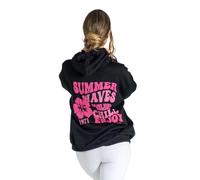 Lang Horn Malibu Collection Puff Printing Hoodie for Women UK Oversized Sweatshirt Unisex Soft Casual Hoodies Loose Fit Outdoor Streetwear Teenage Girls XS Black