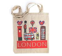 Lang Horn Original London Novelty Present Gift Printed Tote Bag - 14x16 inch Long Handle Cotton gift, Souvenir, Keepsake, Memorabilia (Flag 1 (white))