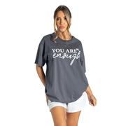 Lang Horn You are Enough Shirt Women Oversized Dear Person Behind Me T-Shirt Mental Health Inspirational Short Sleeve Tee Small Charcoal