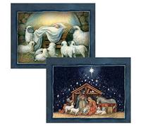 LANG Nativity Assorted Two Set Christmas Cards by Susan Winget, 2 Unique Designs per Box, 18 Cards with 19 Envelopes, Beautiful Nativity Artwork, Perfect for Sending Holiday Greetings (1008105)
