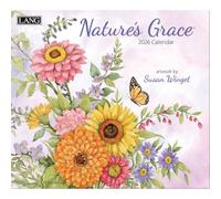 Lang Nature’s Grace 2026 Wall Calendar - 12-Month Calendar with Stapled Binding, Linen-Embossed Floral & Nature Artwork by Susan Winget, 13.4" × 12"
