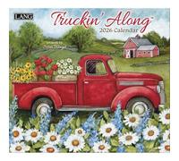 Lang Truckin’ Along 2026 Wall Calendar - 12-Month Calendar with Stapled Binding, Linen-Embossed Rustic Vintage Truck Artwork by Susan Winget, 13.4" × 12"