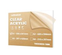 Langaelex A1 Clear Cast Acrylic Sheet 594 x 841 mm, 3 mm Thick Plexiglass Perspex Sheet cut to Size for Laser Engraving, Wedding Sign, DIY and Crafts Project