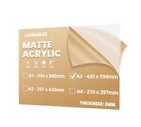 Langaelex A2 Matt Cast Acrylic Sheet 420 x 594 mm, 3 mm Thick Frosted Plexiglass Perspex Sheet cut to Size for Laser Engraving, Wedding Sign, DIY and Crafts Project