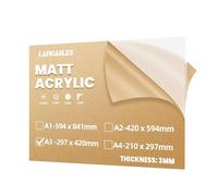 Langaelex A3 Matt Cast Acrylic Sheet 297 x 420 mm, 3 mm Thick Frosted Perspex Sheet cut to Size for Laser Engraving, Picture Frame, DIY and Crafts Project