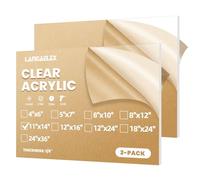 Langaelex Acrylic Sheets - 2 Pack of 11x14" 1/8" Thick Clear Cast Plexiglass for Picture Frame Glass Replacement, Projects Display & Painting - Laser Cut for Smooth Edges