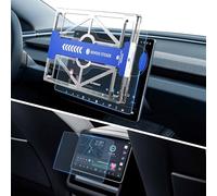 LANGBEAN 15.4" + 8" Screen Protector Matte for Tesla Model Y Juniper [No Glare & Fingerprint], 9H Tempered Glass for Model 3 Highland, 2Pcs Front and Rear Protective Display Film with Alignment Kit